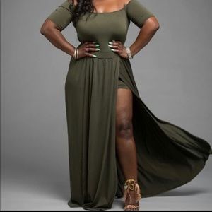 Army Split Maxi Dress Size 1x